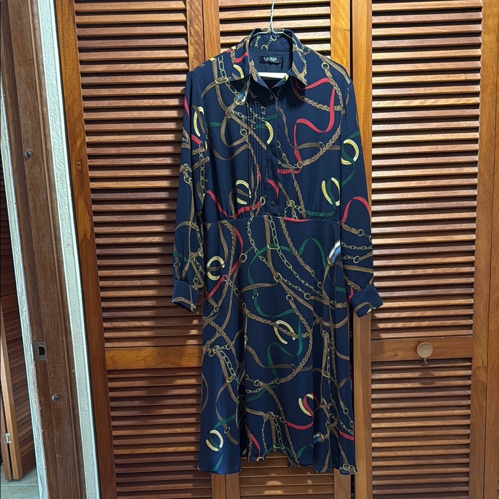 Ralph Lauren Chain Print Long Sleeve Dress